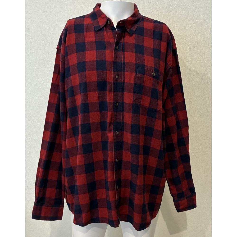 Blue‎ Mountain Long Sleeve Plaid Flannel Shirt Mens 3XL Red/Blue Outdoors Hiking